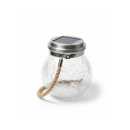 Banksia Glow Jar Lantern — Crackle Glass Solar Light