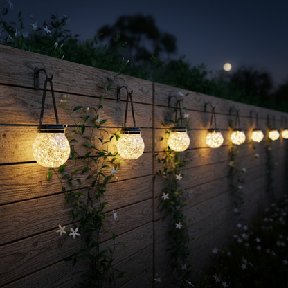 Banksia Glow Jar Lantern — Crackle Glass Solar Light
