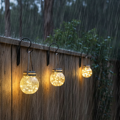 Banksia Glow Jar Lantern — Crackle Glass Solar Light
