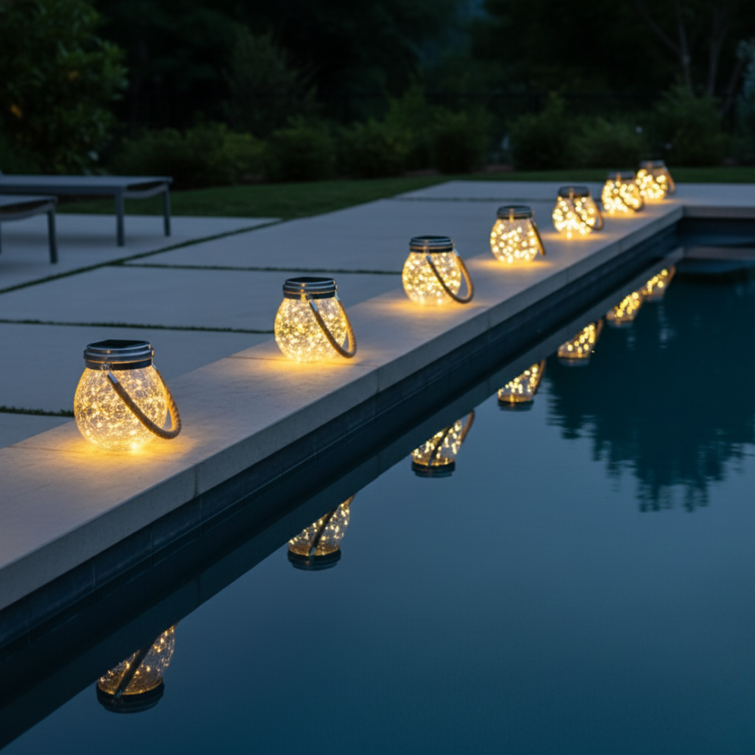 Banksia Glow Jar Lantern — Crackle Glass Solar Light