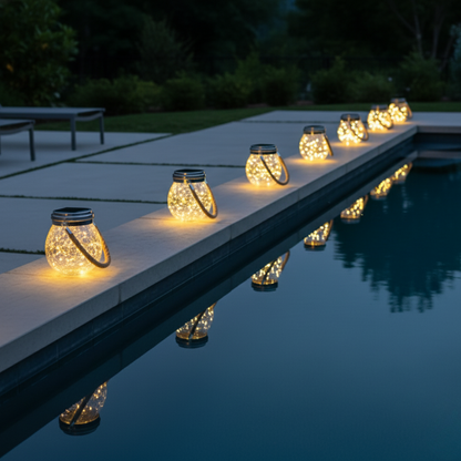 Banksia Glow Jar Lantern — Crackle Glass Solar Light