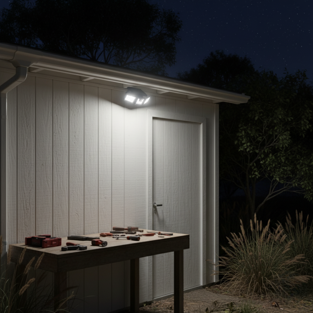 PorchPilot 3-Head Solar Motion Wall Light