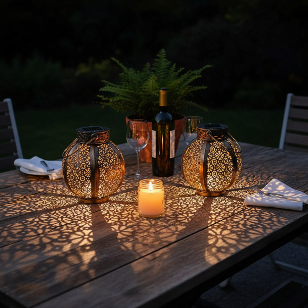Sunlace Moroccan Solar Lantern — a patterned, warm glow for Australian evenings