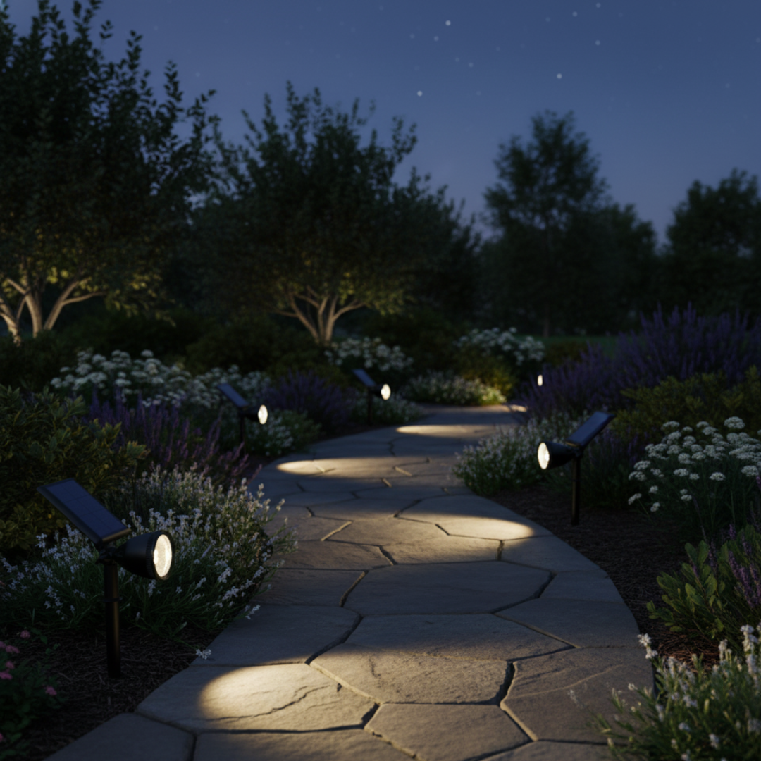 VistaBeam Outdoor Solar Garden Spotlight | Waterproof